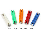 200PCS Eastern European Fuse Kit, 5 Types 5A/8A/10A/16A/25A Torpedo Shaped Old Style Automotive Cars Fuses