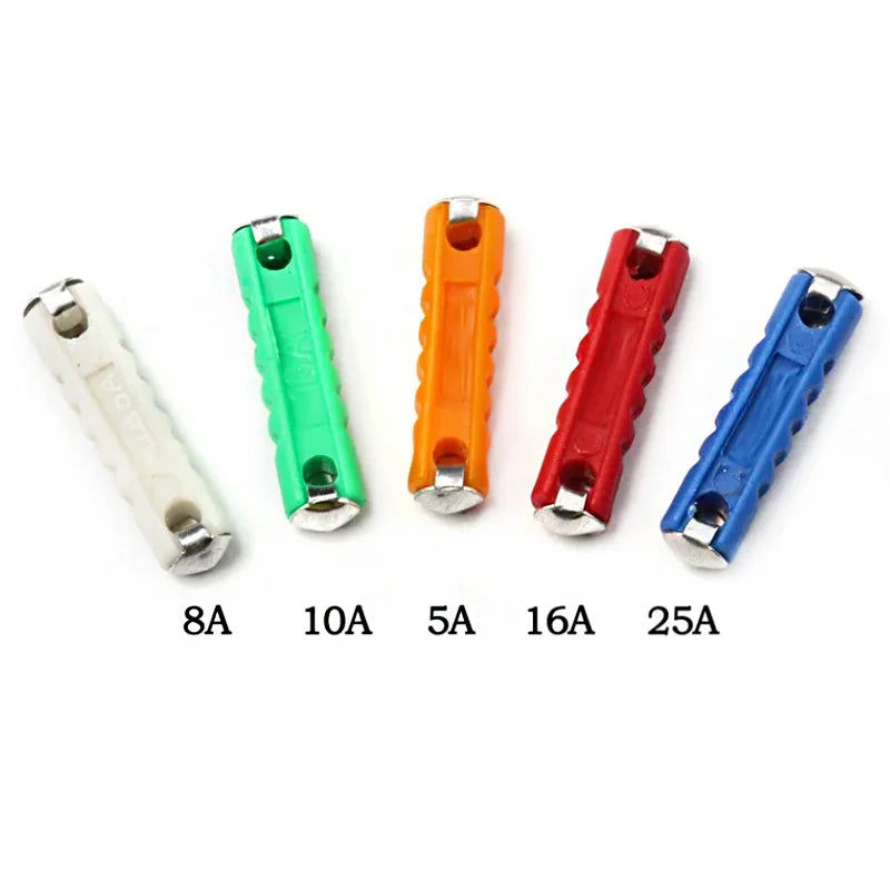 200PCS Eastern European Fuse Kit, 5 Types 5A/8A/10A/16A/25A Torpedo Shaped Old Style Automotive Cars Fuses