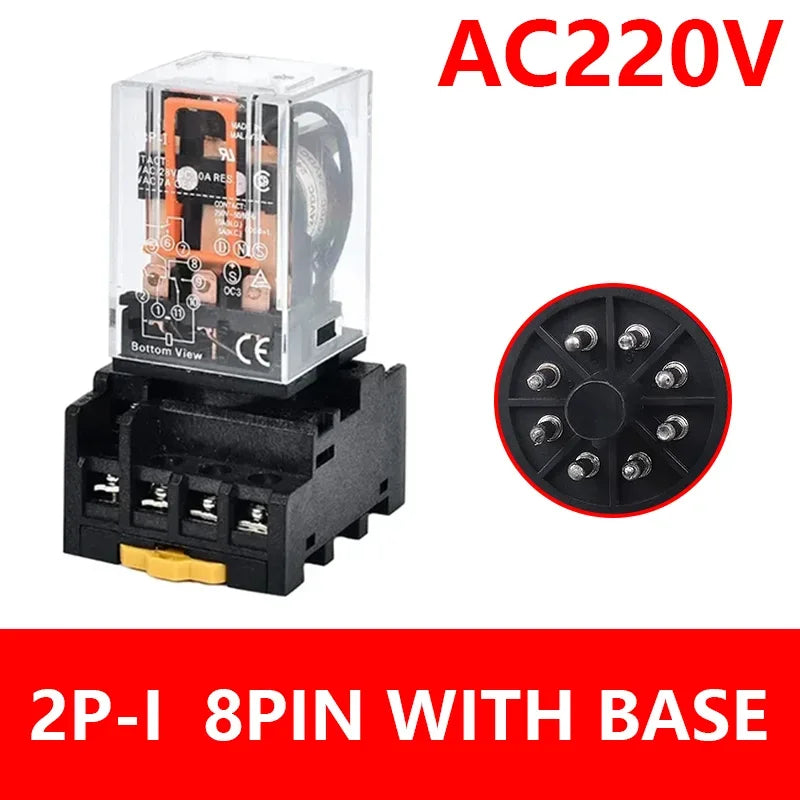 5/10Set MK2P-I MK3P-I Electromagnetic Relay Intermediate Small Relay with Base 8 Pin 11 Pin AC/DC 220V 24V