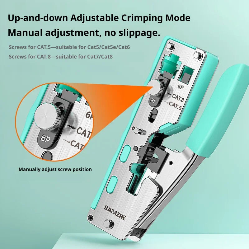 SAMZHE RJ45 Crimp Tool Crimper Cutter for Cat5e/6/7/8 8P 6P Modular Connector Ethernet All-in-one Wire Tool ﻿Ethernet Modular
