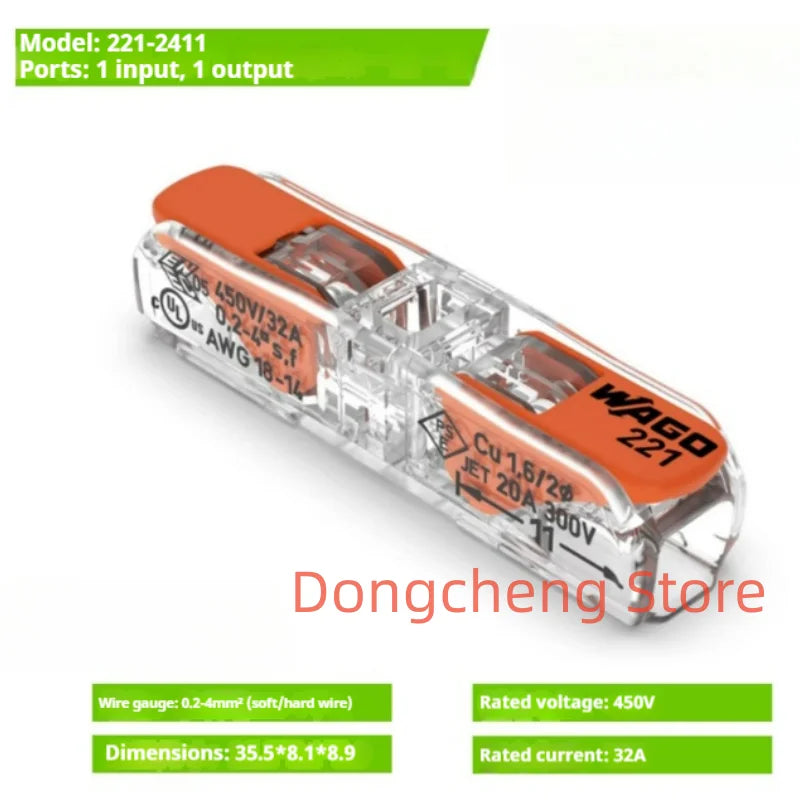 Wago wiring terminal 221-412 221-412 221-413 221-415 221-612 221-613 221-615 221-2411 Original  Wiring connector 20PCS/LOT