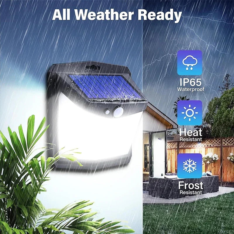 1/2/4Pcs Solar Wall Lights Outdoor Durable 128LED Motion Sensor Security Lamps with 3 Lighting Modes Waterproof for Garden Yard