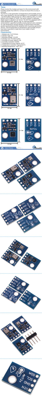1/5/10PCS AHT10 AHT20 AHT21 High Precision Digital Temperature and Humidity Sensor Measurement Module I2C Communication SHT20