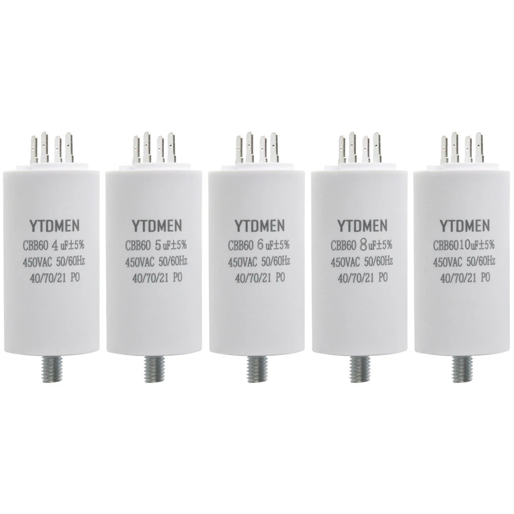 CBB60 Motor Capacitors with Screw Double Insert 450V AC Starting Capacitor 4uF~60uF capacitance for Air Compressor Water Pump
