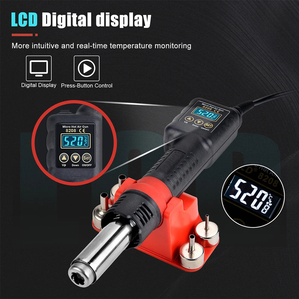 JCD 8208 Heat Gun Micro Soldering Station 750W Soldering Hot Air Gun LCD Digital Hair Dryer For BGA IC Welding Repair Tools