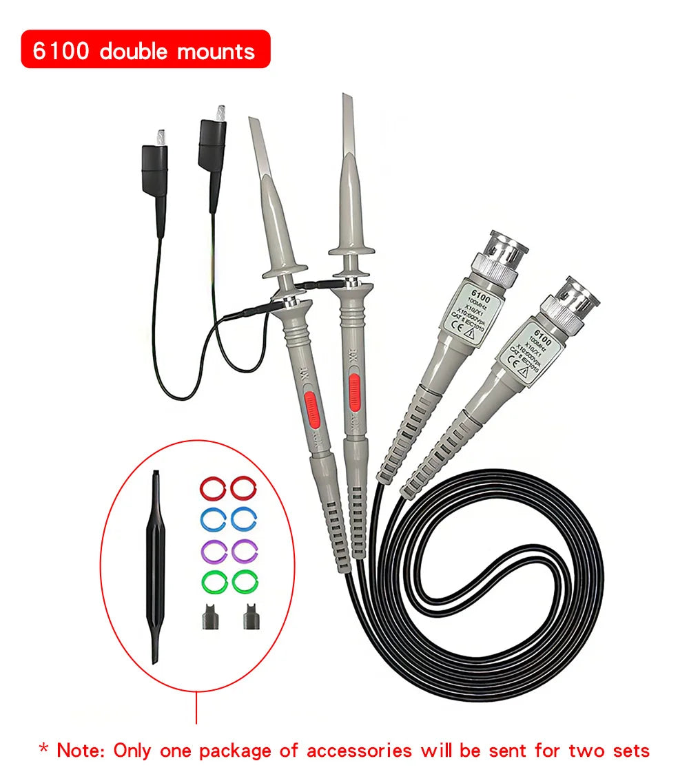 Hantek Oscilloscope Probe P6100 100MHz X1 150V X10 300V RMS 600V DC + AC Peak Applicable BNC Hantek FNIRSI Tektronix RIGOL