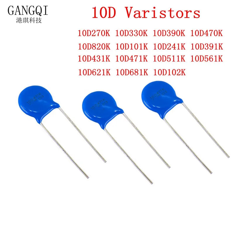 10PCS Varistor 10D101K 10D241K 10D270K 10D271K 10D330K 10D390K 10D391K 10D470K 10D471K 10D511K 10D820K 10D681K piezoresistor