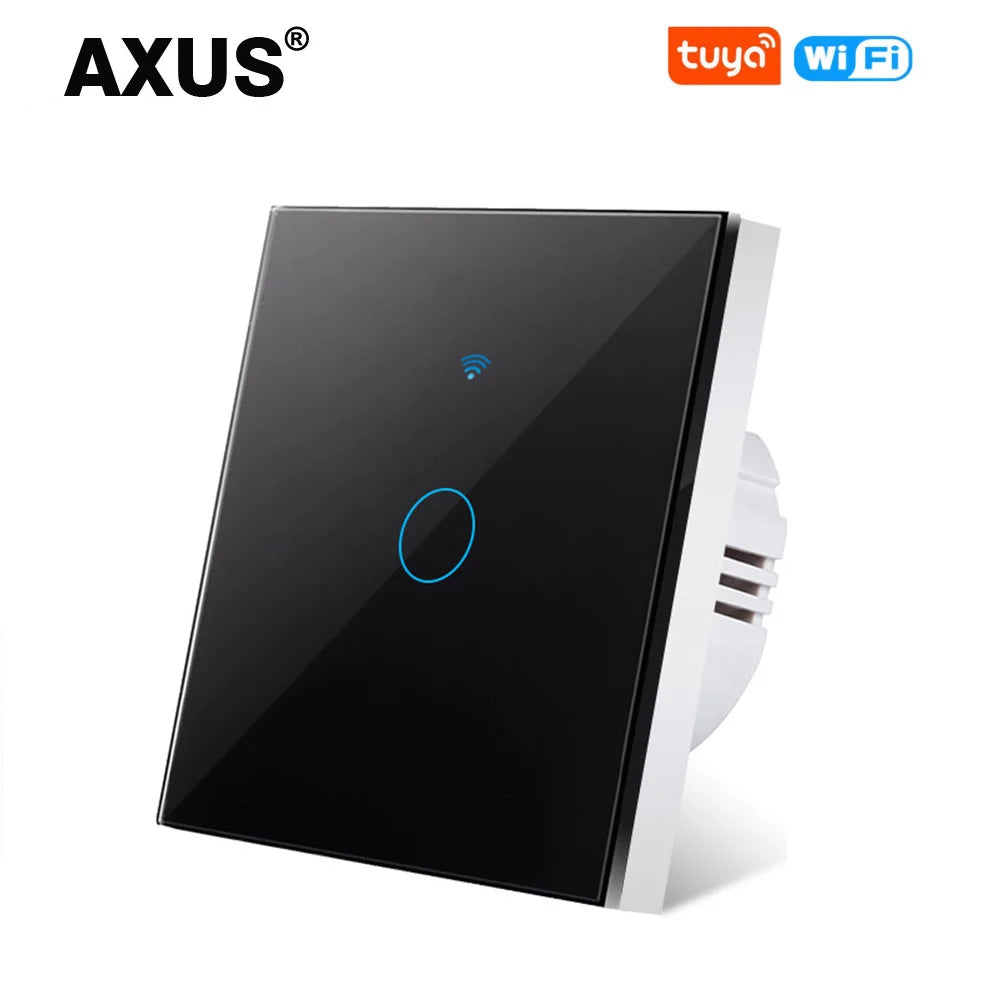 Works With Tuya WiFi Smart Switch Alexa No Neutral Wire Wireless RF433Mhz Remote Wall Touch Sensor Lightes Switch 1/2/3Gang