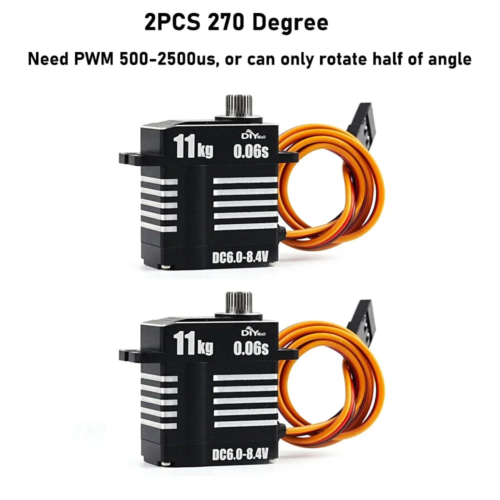 Micro 8.4V 0.06S 11KG Digital Servo Motor Mini Full Metal Coreless Programmable Servos 180/270/360 Degree High Torque for RC Car