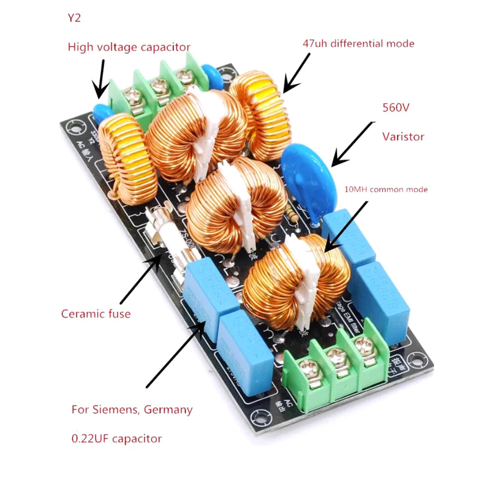 4A 8A 16A 4-Stage AC Power Supply EMI Filter 110V 220V Audio Electromagnetic Interference Filtering EMC Differential Common Mode