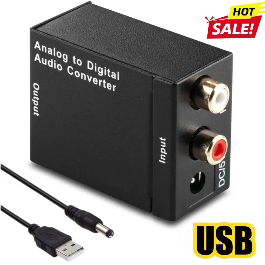 Analog To Digital ADC Audio Converter Optical Coax RCA Toslink Audio Sound Adapter SPDIF Adaptor for Apple TV for Xbox 360 DVD