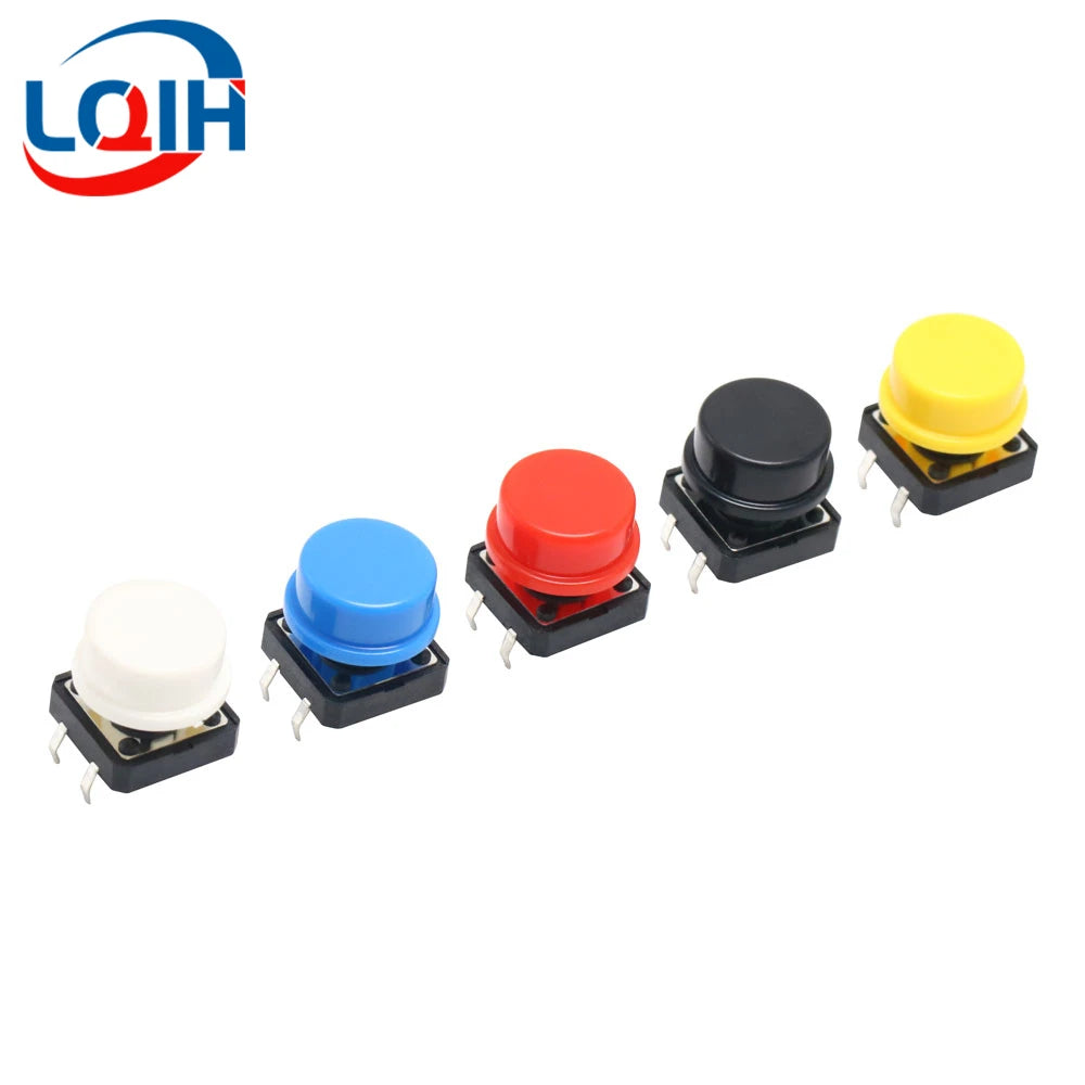 12*12*7.3MM Tactile Push Button Switch Momentary Micro switch button Tact Cap White Black Yellow Blue Red for Arduino Switch