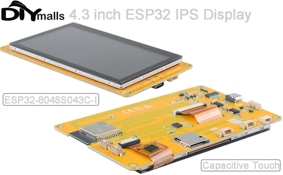 4.3" inch ESP32-S3 Display ILI9485 IPS TFT LCD Module ESP32-8048S043C-I Capacitive Touch Screen Development Board for Arduino
