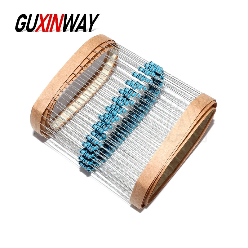 100pcs 1/4Watt Metal Film Resistors 1% 0.25W 0.1R 0.12R 0.15R 0.18R 180K 330K 470 100K 510 560 620 750 820 910K Ohm