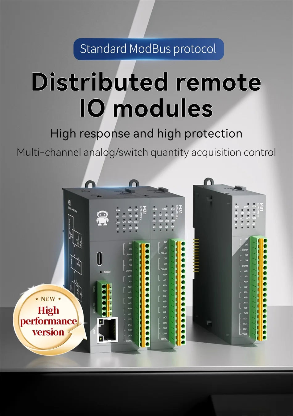 RS485 RJ45 DI/DO/AO/AI Distributed Remote IO Module CDEBYTE M31-U Series Modbus NEW Version Support PNP NPN DIP Free Splicing