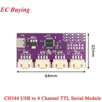USB to 4 8-way RS485 Serial Port Type-C to 4 8-way 485 Multi-channel UART TTL CH348 HUB RS485 Module Expansion Board YR-6028