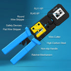 Easy Pass Thru RJ45 Crimper RJ45 Crimping Tool Cat5 Cat5e Cat6 Pliers Cutter Stripper for RJ45 RJ12 8P 6P Pass Through Connector