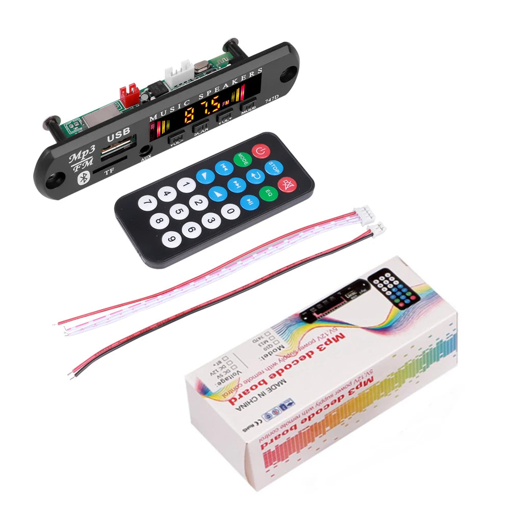 KEBIDU Bluetooth 5.3 MP3 Player DC 12V MP3 Decoder Board Car Wireless Music Player Folder Switching USB TF FM Radio For Speaker