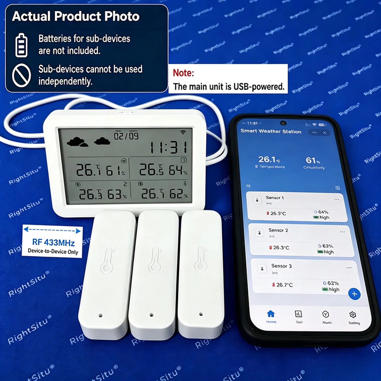 Tuya WiFi Weather Station RF433 IP65 Waterproof Outdoor Temperature Humidity Sensor Thermometer Hygrometer 2-9 Sub Devices