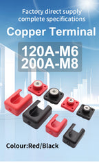 OMCH Red/Black Through Wall Type Copper Terminal Connector 120A 200A High-Current Lithium Battery Energy Storage Terminal