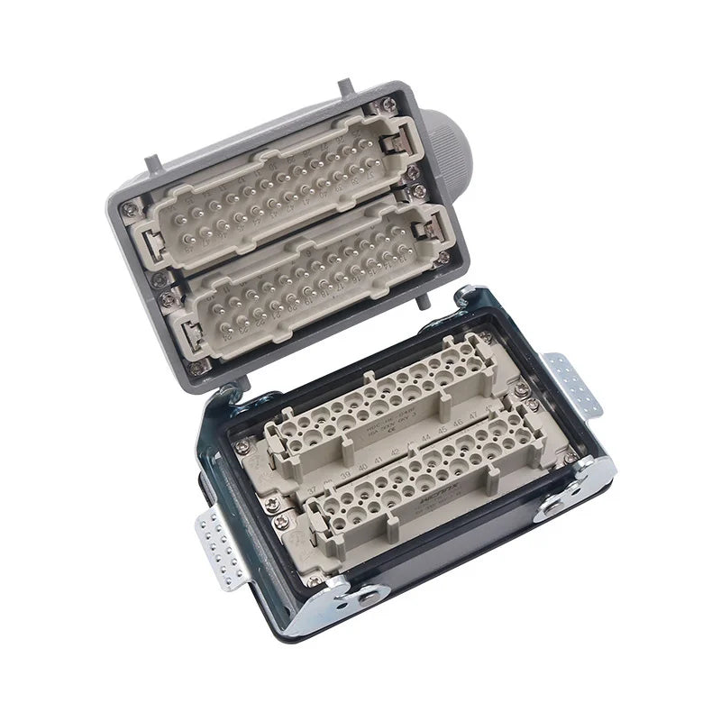 Rectangular Heavy Duty Connectors HDC HE 4 6 8 10 16 20 24 32 48 Core Pin 16A Waterproof Aviation Plug Top Side Line Connector