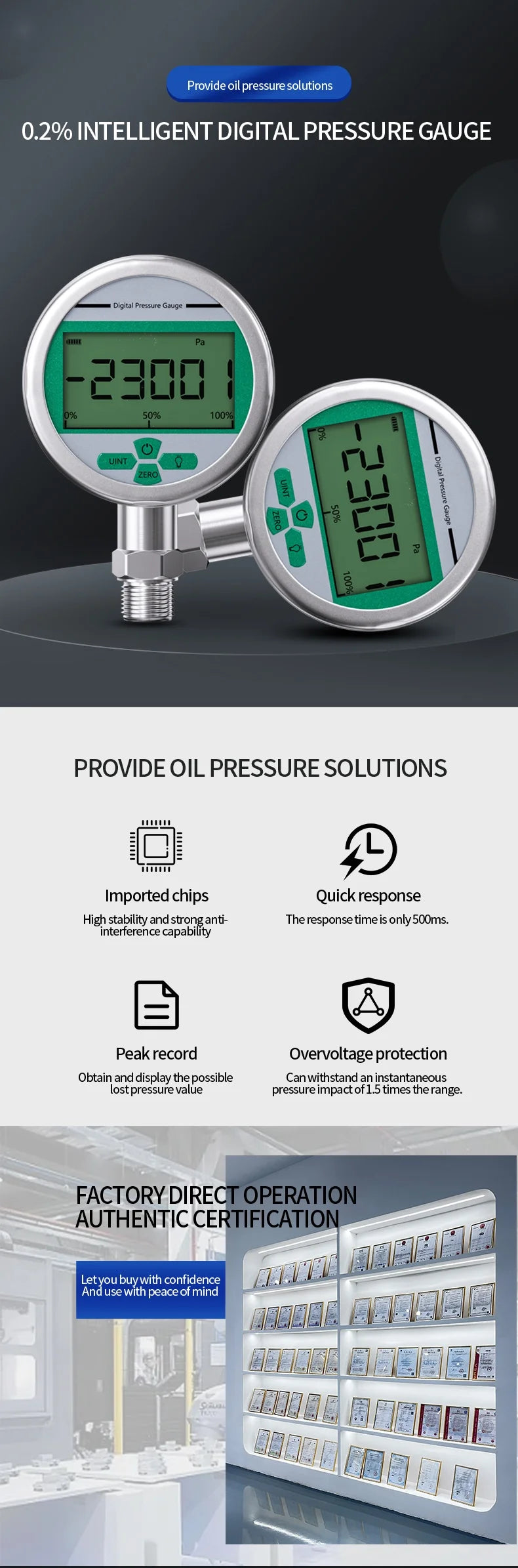 Digital Pressure Gauge 400bar 600bar Air Liquid Fuel Oil Water Digital Pressure Manometer Pressure Gauge
