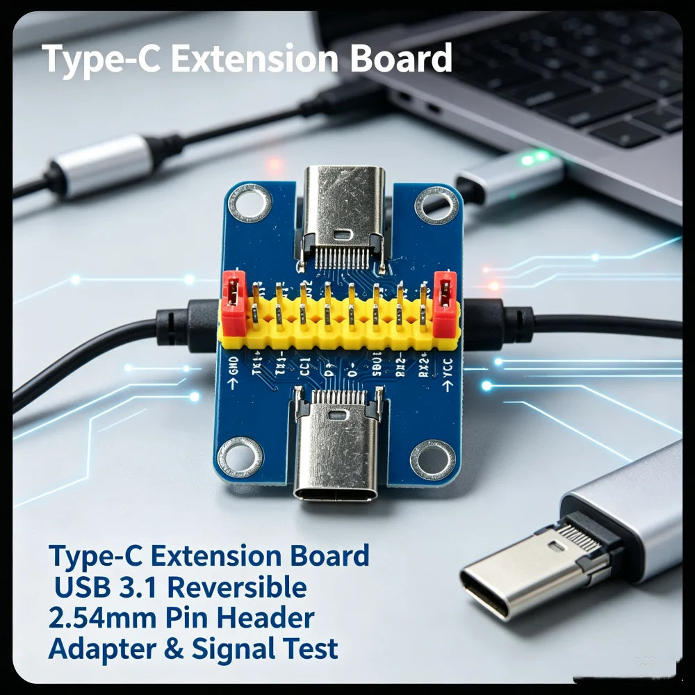 Type-c Male To Female Usb 3.1 Test Pcb Board Adapter Module 2.54mm Type C Connector Socket Data Line Wire Cable Transfer