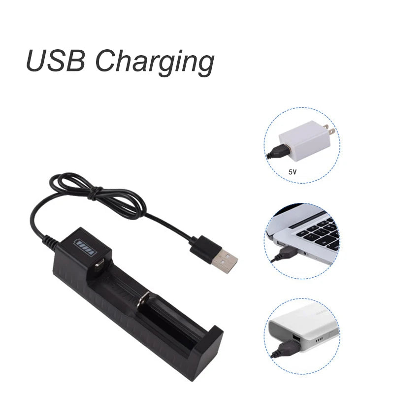 18650 26650 14500 Charger Universal 1 Slot Battery USB Charger Adapter LED Smart Chargering for Rechargeable Batteries Li-ion