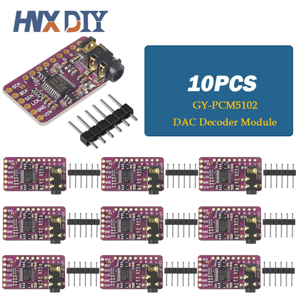 1-10pcs PCM5102A DAC Decoder GY-PCM5102 Interface I2S  Player Module For Raspberry Pi pHAT Format Digital PCM5102 Audio Board