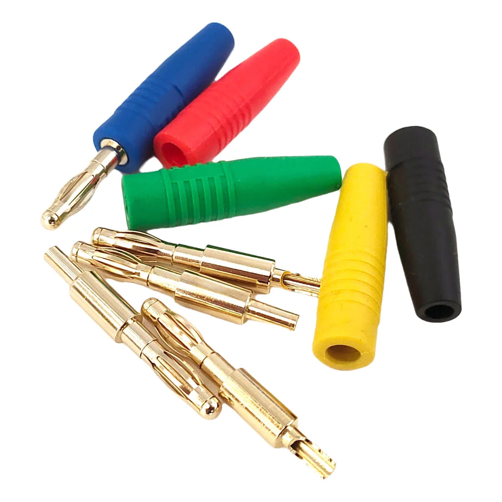 5PCS 4mm Plugs Gold Plated Musical Speaker Cable Wire Pin Banana Plug Connectors Red Black Blue Green Yellow