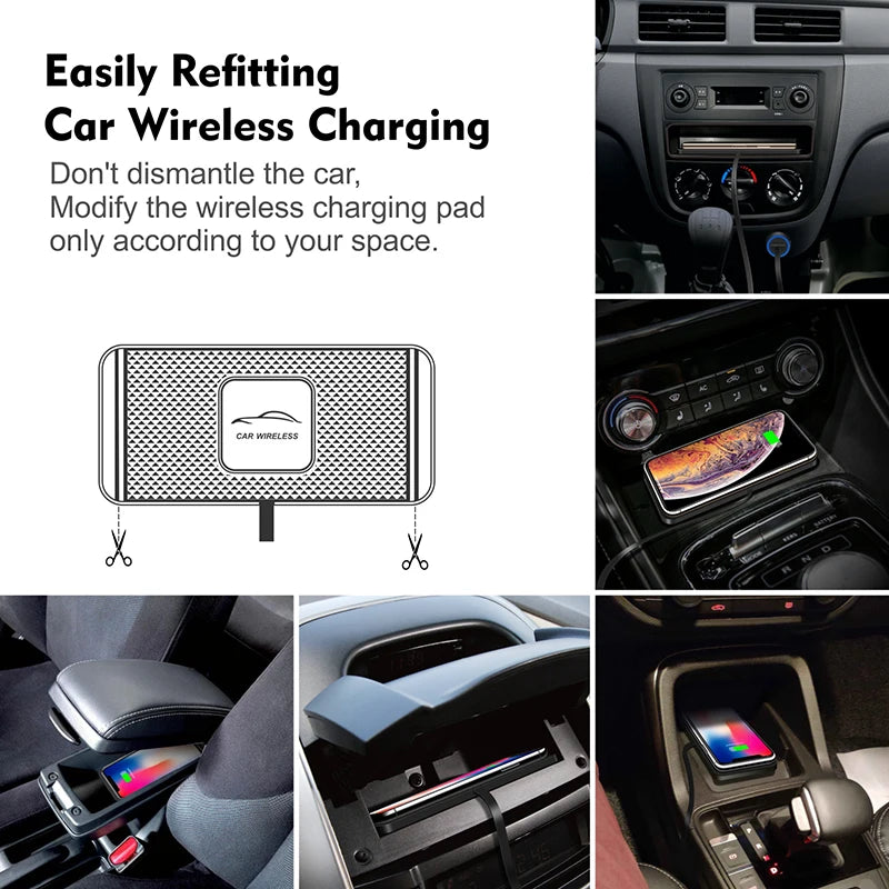 Car Wireless Charger Pad Base USB Cable for iPhone 16 15 14 13 12 Pro Max Samsung Xiaomi Airpods Pro 2 LG Fast Charging Station