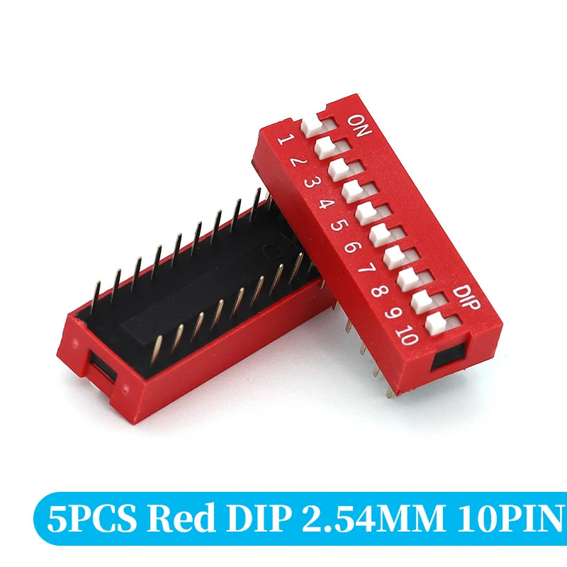 5PCS Slide Type Switch Module 1 2 3 4 5 6 7 8 10PIN /1.27/2.54mm Position Way DIP/SMD Pitch Toggle Switch Blue Snap Switch Dial