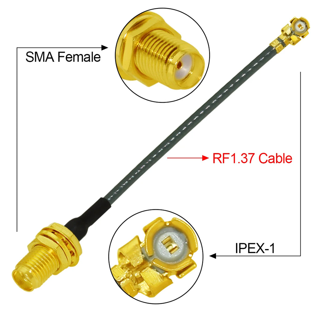10cm/20cm/30cm U.FL Switch SMA Male Female Jack Pigtail Cable 1.37mm for PCI WIFI Card Wireless Router