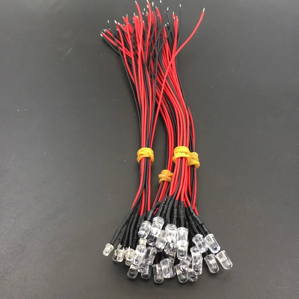 1000pcs Lot 20cm Prewired 3mm 5mm LED Light Lamp Bulb Emitting Diodes For DIY Home Decoration DC12V Red Blue Green Warm White