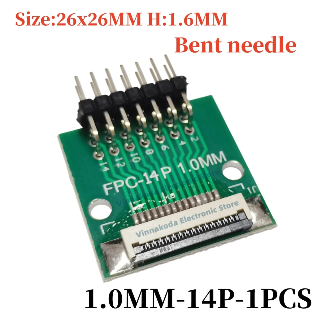 FFC/FPC Adapter Board with Soldered 1.0MM Flip Cover Lower Connector Straight or Bent Pins Available, 4/6/8/10/12/14/16/20/30P