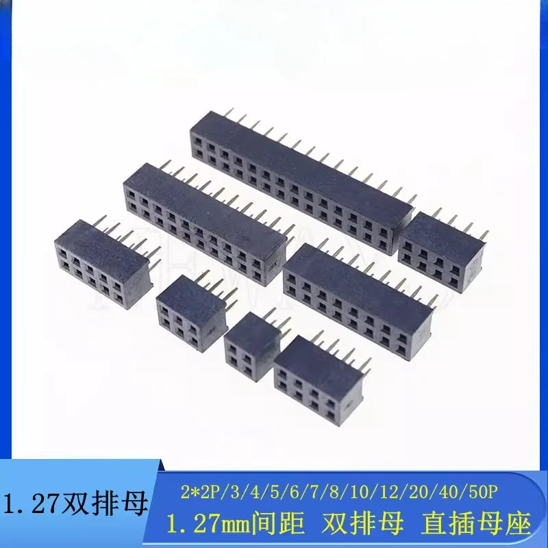 1.27mm 1.27 Double Row Female 3~50P Breakaway PCB Board Pin Header socket Connector Pinheader 2*3p 2*10p 2*6 2*20 2*12 2*25