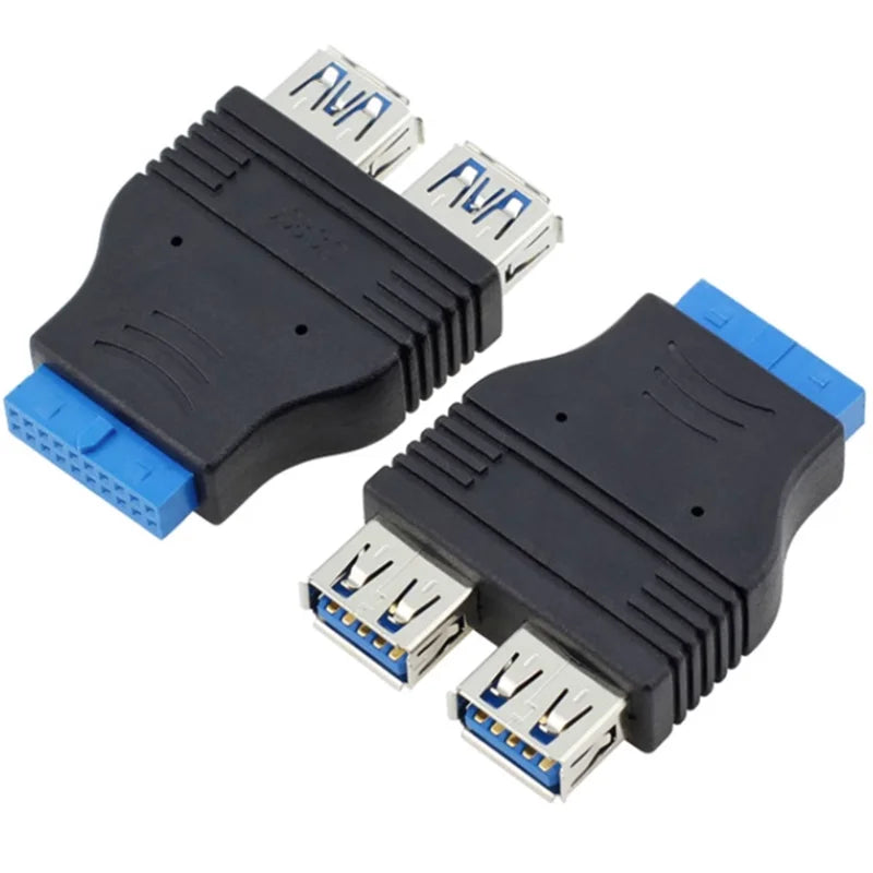 20-pins to 2 X USB A Female Dual Port USB 3.0 to Motherboard Mainboard Internal 20pin Header Adapter