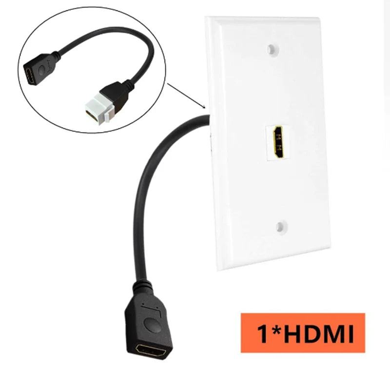 0.2m 4K 8K HDMI Compatible Female to Female Keystone Wall Plug-in Card Buckle Direct insertion Panel Connection Cable