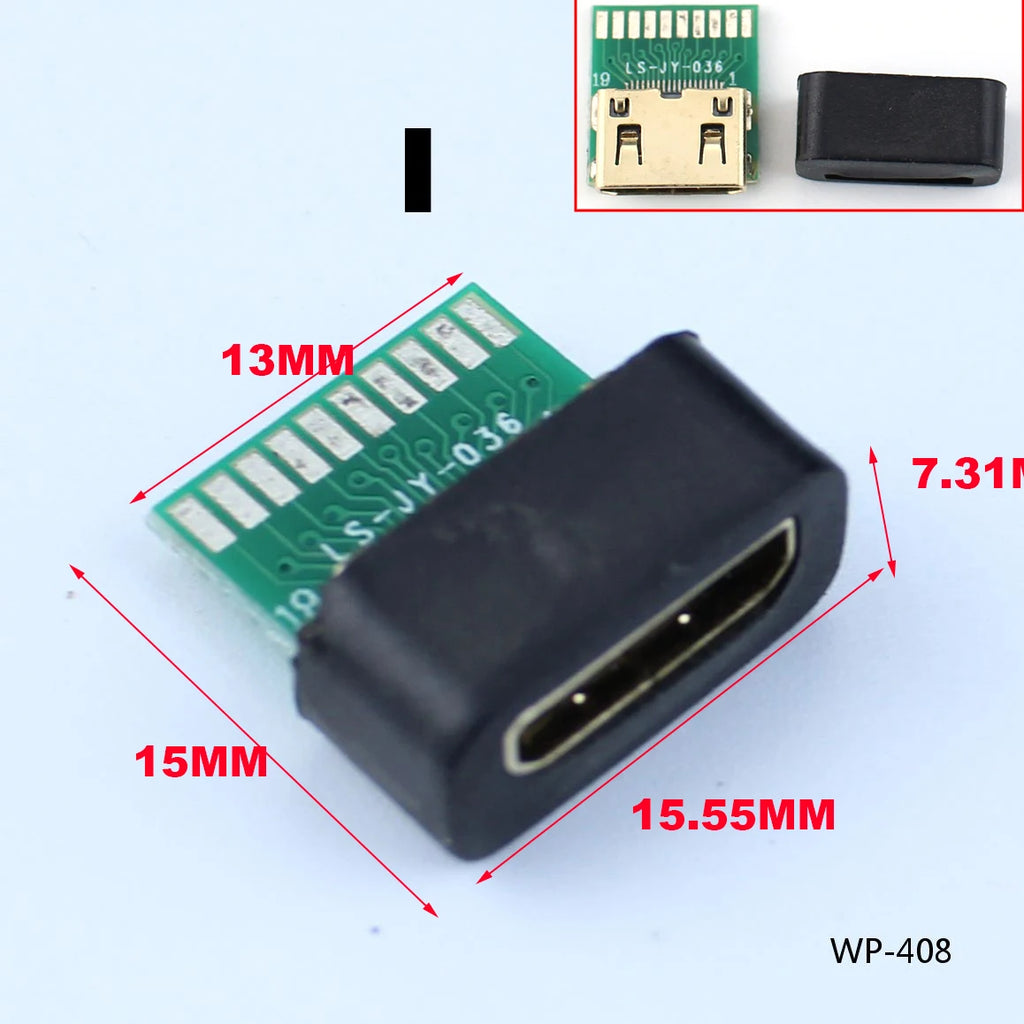 1pcs A-M HDMI Male To Female Test Board MINI Connector with Board PCB 2.54mm Pitch 19/20pin DP HD A Female To Male Adapter Board