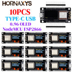 1-10pcs/NodeMCU ESP8266 Development Board With 0.96 Inch OLED Display CH340G ESP-12F WiFi Module TYPE-C USB For Arduino