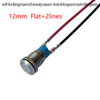 1PC 12mm 2Pin Metal Button Switch Flat Head Add 2Lines Fixed Latching No Light IP65 Metal Push Button Self-locking