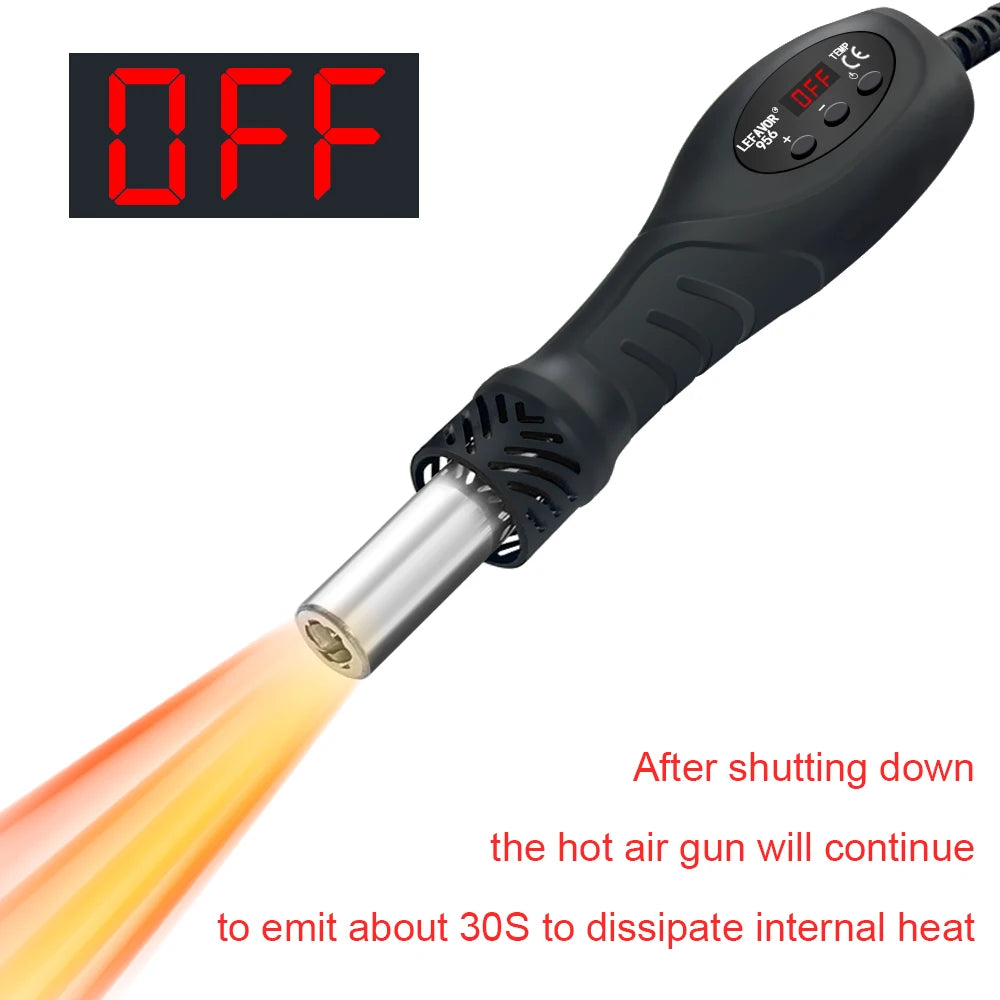 700W Micro Hot Air Gun Temp Adjusted C/F Soldering Rework Welding Station LCD Digital Heat Gun BGA IC Solder Tools auto sleep