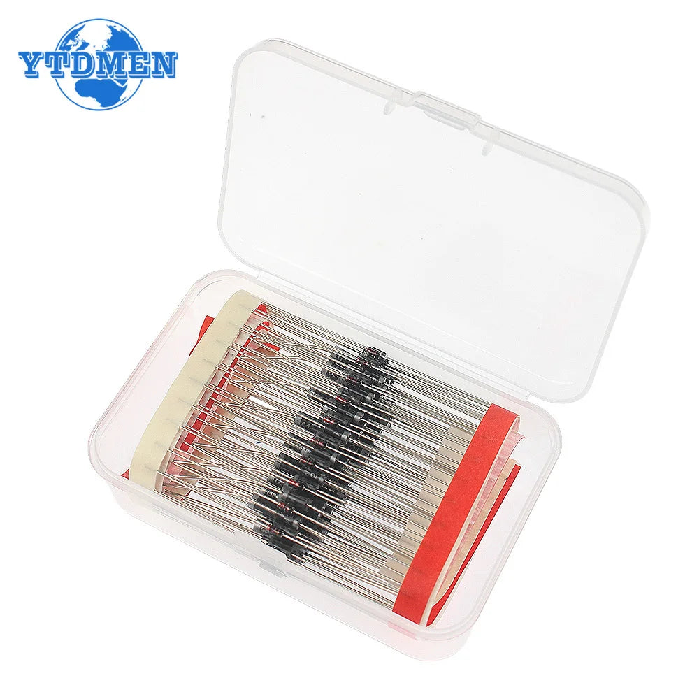 100-200pcs Rectifier Schottky Diode Kit 1N4007 1N4148 1N5408 1N5819 1N5822 1N4001 1N4004 1N5404 FR107 FR207 Fast Switching Diode