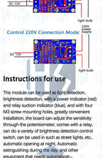 BS XH - M131 DC 5V/12V Photoresistor Relay Module - 10A Light Control with Automatic Brightness Detection