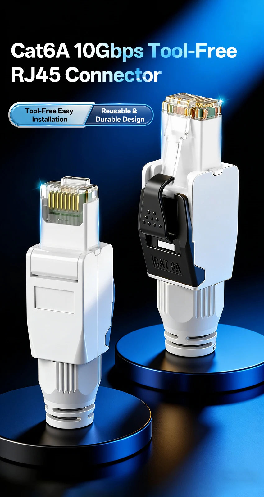 BYXGD Toolless RJ45 Connector Reusable 100/1000Mbps Shielded Cat5e Tool Free Plug