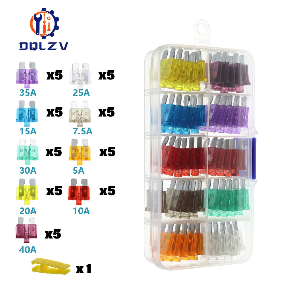 Car Fuse 5/7.5/10/15/20/25/30/35/40A Mini/Small/Medium 32V Automotive Blade Type Zinc alloy Fuse with Box Clip