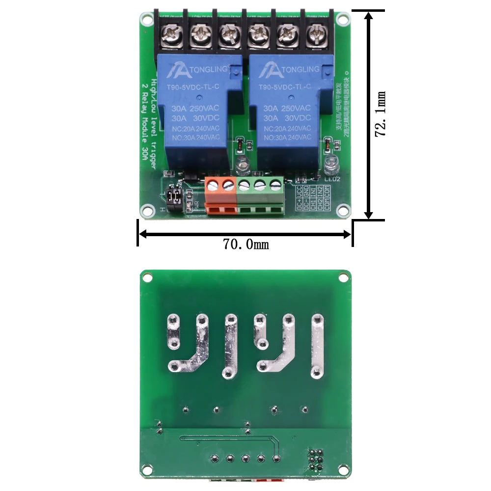 1 2 4 Channel Relay Module 30A With Optocoupler Isolation 1 Way 5V 12V 24V Supports High And low Triger Trigger