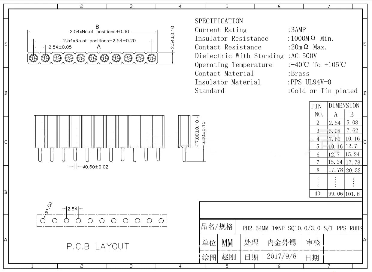 2.54mm PH7 Extra Plastic Height 2P 4P 8P 10P 20P  40P Round Single Row PCB IC Crystal Transistor Socket Hole Female Header
