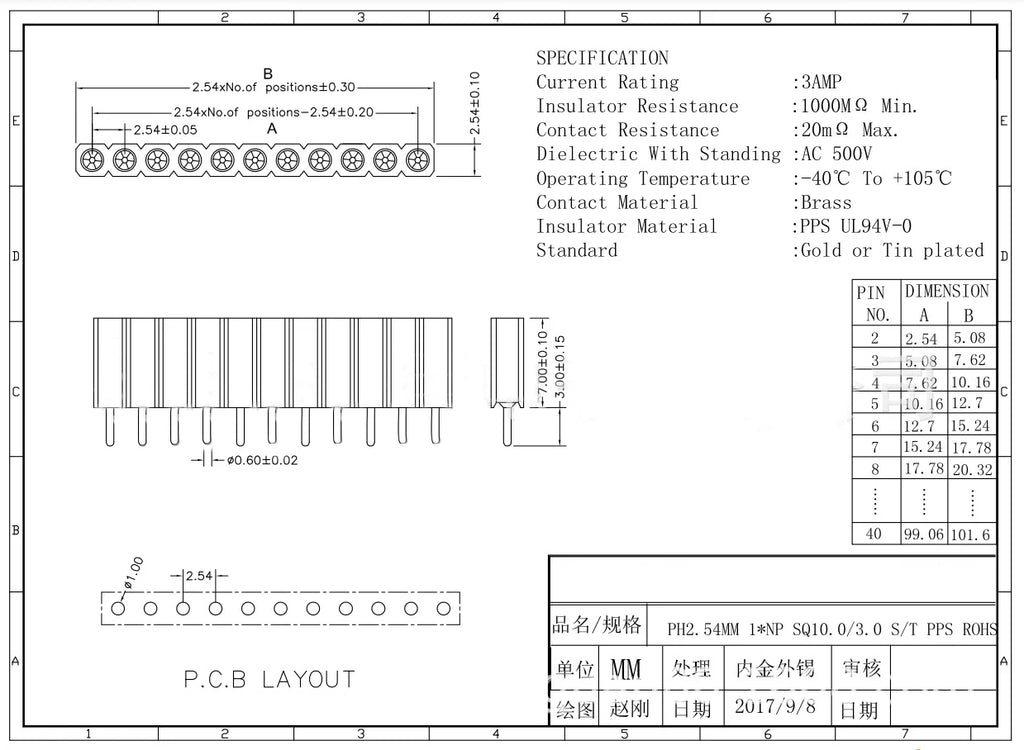 10pc 2.54mm PH7 Extra Insulation Dual 2x1-40P Single 1X1-40P PCB IC Crystal Transistor Round Hole Socket Connector Female Header