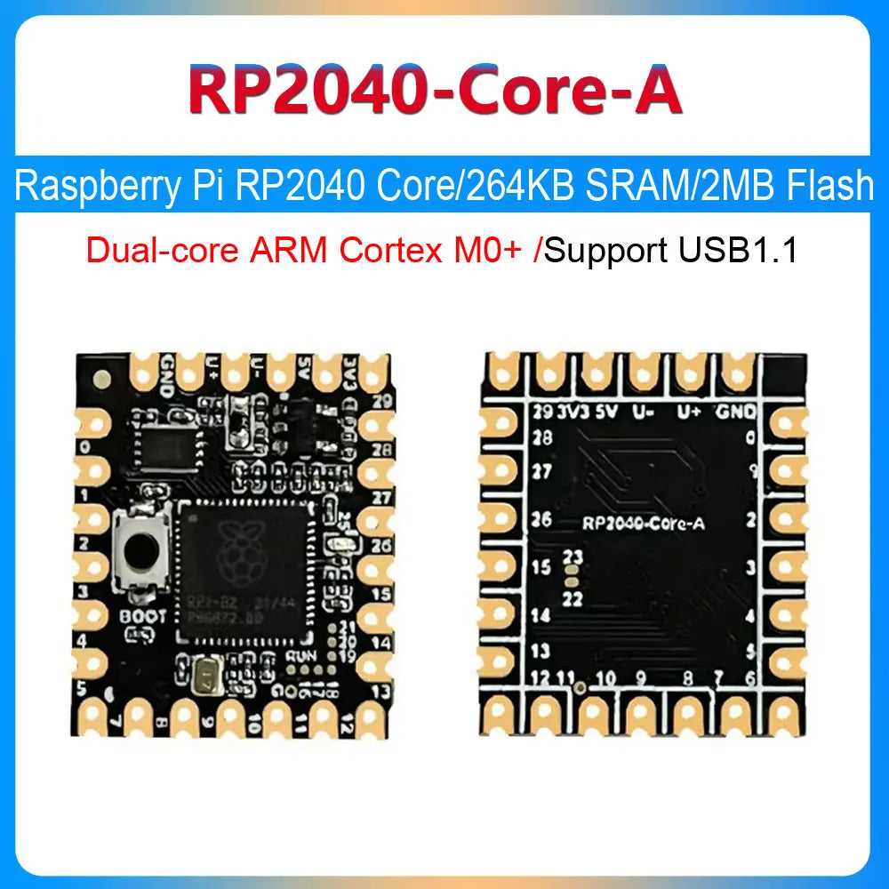 Based On Raspberry Pi Official RP2040 Dual Core Processor RP2040 Core A Board, 264KB SRAM 2MB Flash Optional RP2350-Core-A